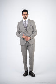Costum Barbatesc, 3 piese, Sacou si Vesta si Pantalon,culoarea gri-nisipiu,PG0201