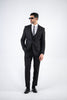 Costum negru cu dungi fine, 3 piese, sacou, vesta si pantalon, croială slim fit, PG0090
