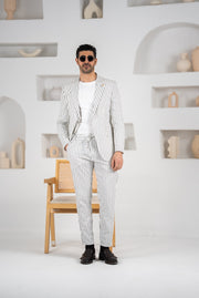 Costum barbatesc de vara, 2 piese sacou si pantalon , nuanta gri-petrol, PG0121