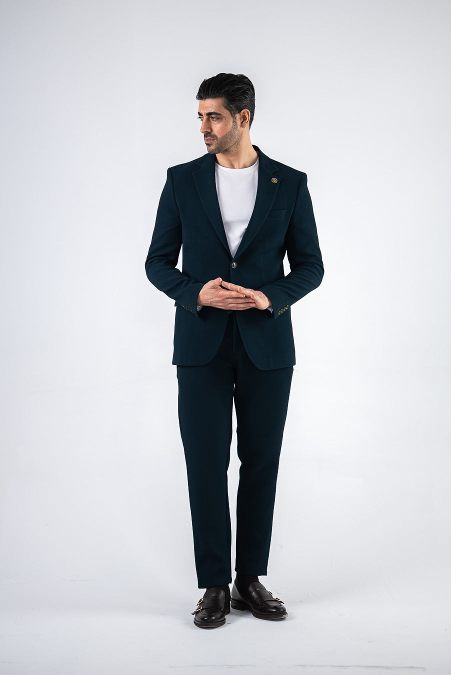 Costum barbatesc de vara, 2 piese sacou si pantalon , nuanta verde smarald inchis, PG0105