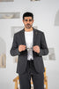 Costum barbatesc de vara, 2 piese sacou si pantalon , nuanta gri inchis, PG0108