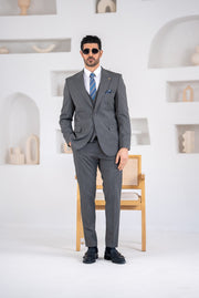 Costum Barbatesc, 3 piese, Sacou, Vesta si Pantalon,culoarea gri antracit,PG0143