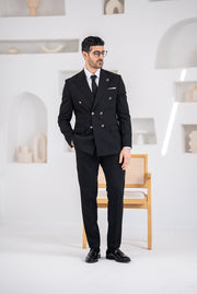 Costum barbatesc , 2 piese sacou si pantalon,culoarea negru intens,PG0149