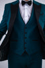 Costum elegant de ceremonie, 3 piese, sacou,vesta,  si pantalon,nuanta verde smarald cu guler satinat,PG0154