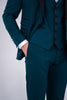 Costum elegant de ceremonie, 3 piese, sacou,vesta,  si pantalon,nuanta verde smarald cu guler satinat,PG0154