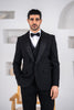 Costum elegant de ceremonie, 4 piese, sacou,vesta,papion si pantalon,detalii cu pietre,PG0161