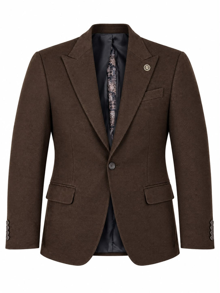 Sacou din Material cu Textură Punctată, cu Căptușeală cu Model – PG0263