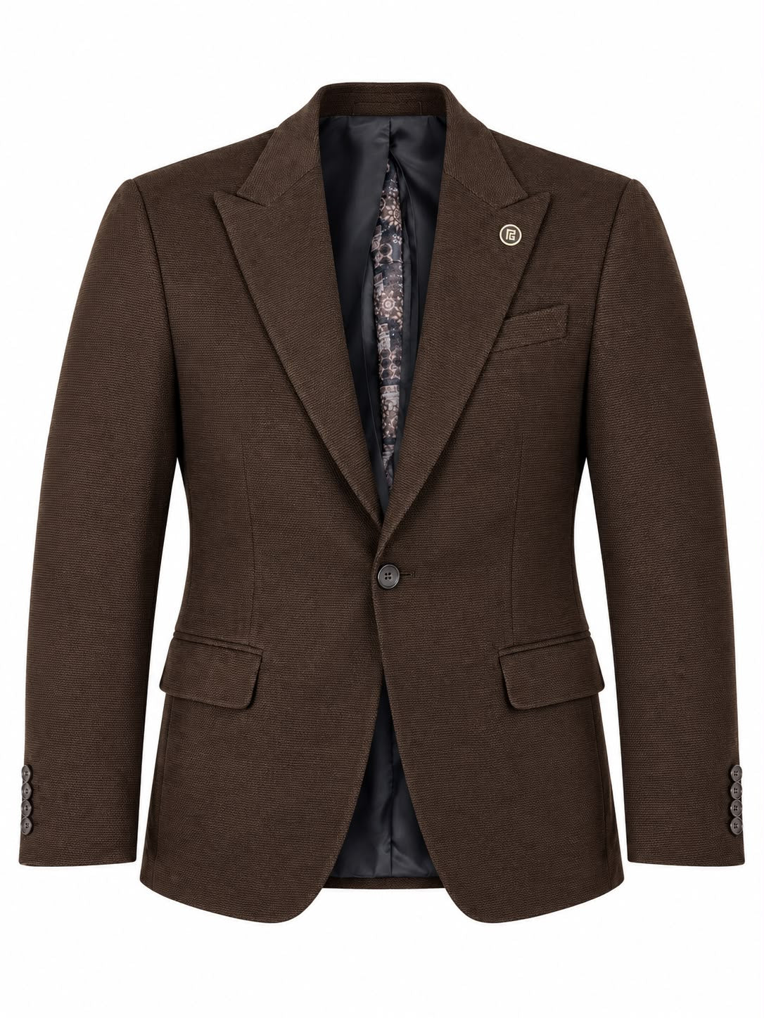 Sacou din Material cu Textură Punctată, cu Căptușeală cu Model – PG0263